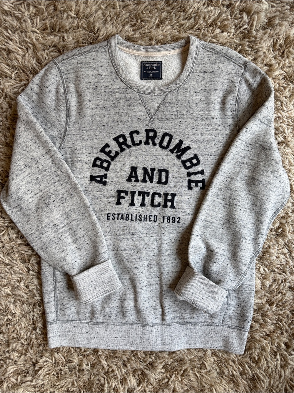 Abercrombie & Fitch Heather Gray Sweatshirt with Y2K era  Navy Logo